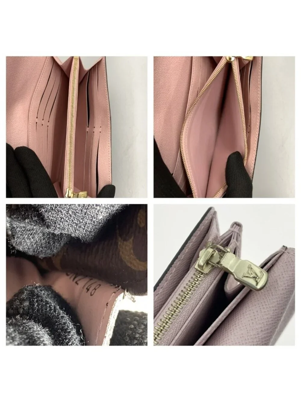 Louis Vuitton Monogram Portefeuille Sarah Bifold Wallet Brown Pink